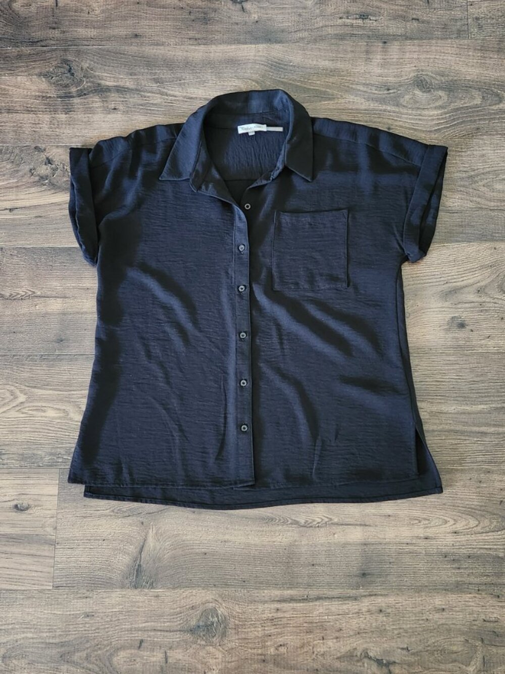 Womens Calvin Klein Cap Sleeve Black Blouse Shirt - Medium